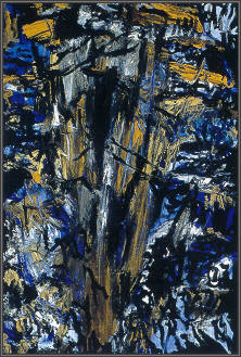 Naturinspiration, 1996, Tempera pålærred. 200 x 130 cm.. Privateje